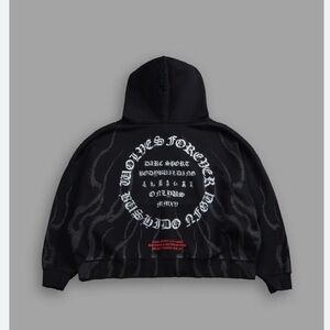 Darc Sport Warrior’s Fire Destroyed Grunge Gage Box Cut Hoodie – Black– Size 3XL